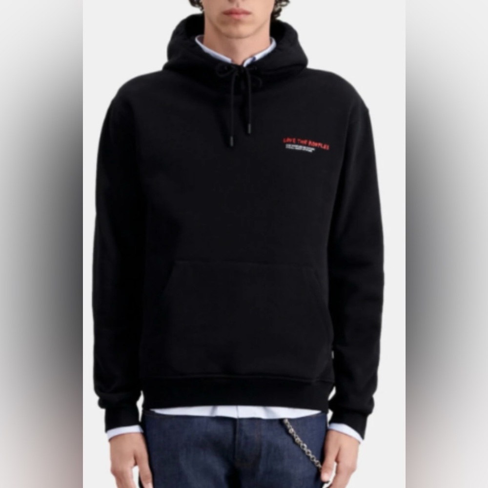The Kooples Black Hoodie with Red Detail